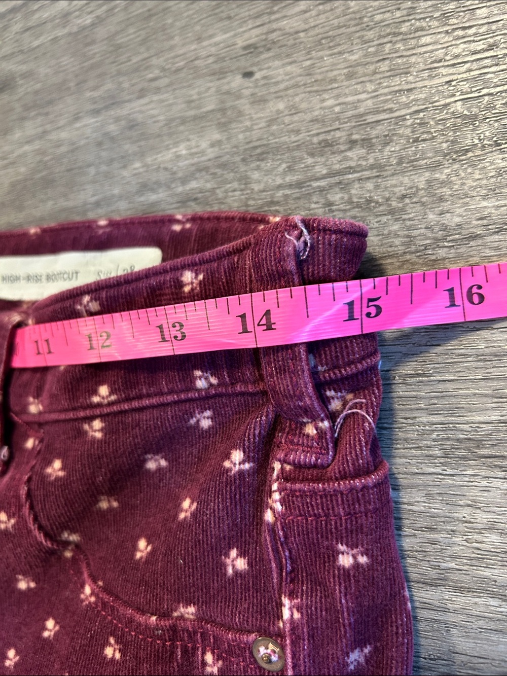 Pilcro and the Letterpress Anthro High Rise Bootcut Corduroy Jeans 28 Floral - Picture 7 of 8